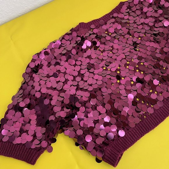 Say What? Y2K Sequin Bolero Shrug, Berry Purple Color, Size Large - Picture 8 of 10